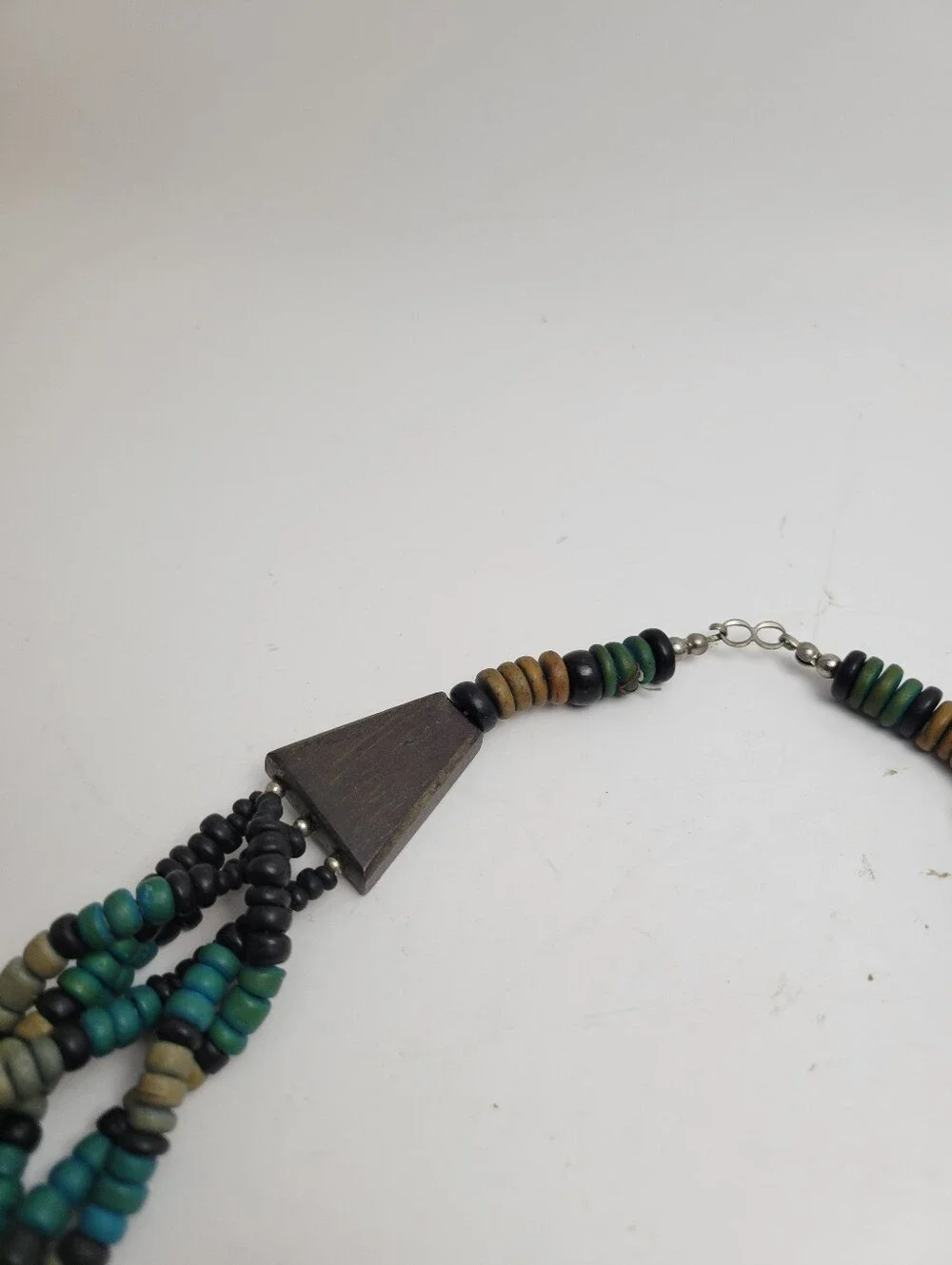 Vintage Tribal Wood Bead Fringe Statement Necklace